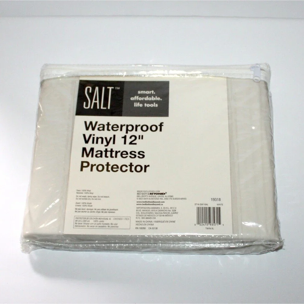 Salt Waterproof Mattress Protector Twin XL 12” white vinyl zippered